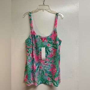 Lilly Pulitzer Pink and Green Floral Tank Top